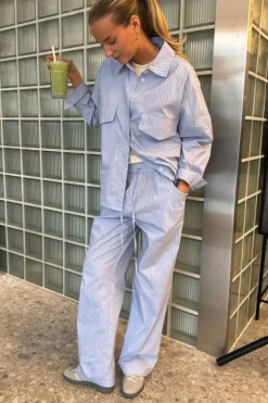 Online BYIC Hannahic Pants lbws Light Blue White Stripe