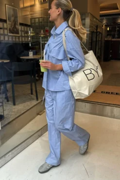 Online BYIC Hannahic Pants lbws Light Blue White Stripe