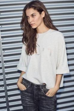 Sale Haute L'Amitié Hlt Ss Logo Sweat HL10171 Pearl Melange