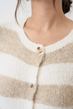 Best BYIC Idunic Cardigan 8075 Beige White Stripes