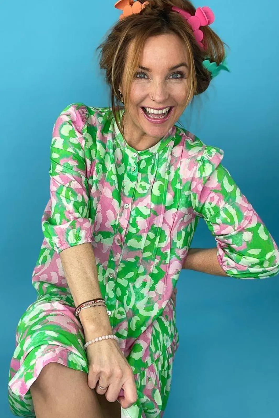 New Noella Imogene Sh. Dress Green/Pink