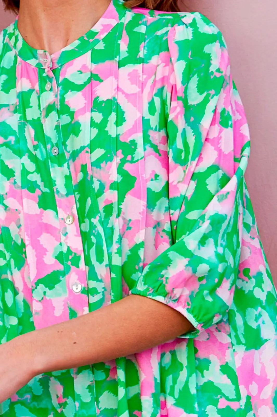 New Noella Imogene Sh. Dress Green/Pink