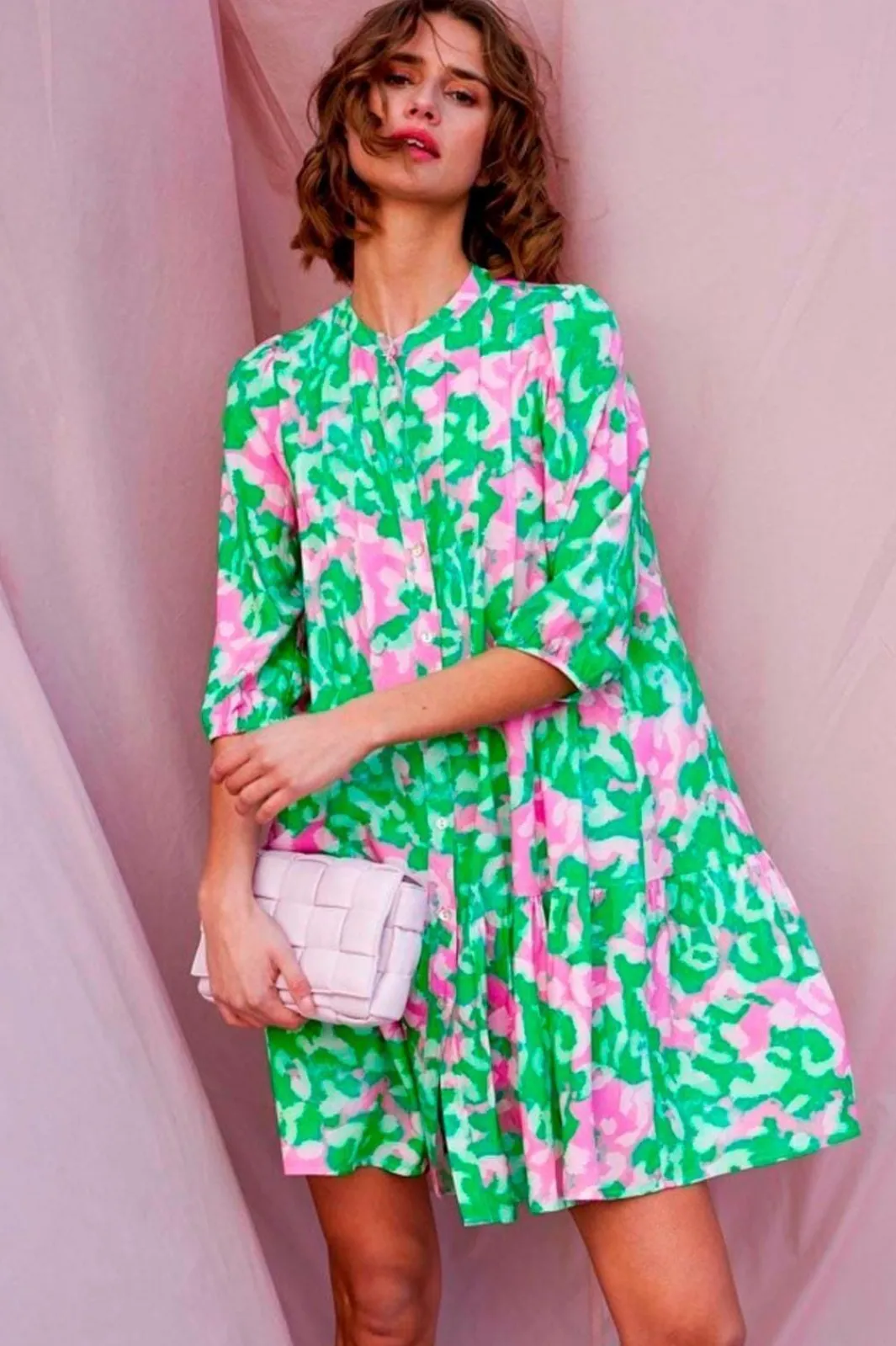 New Noella Imogene Sh. Dress Green/Pink