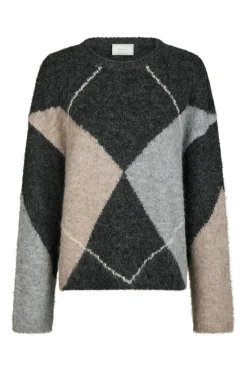 Clearance Neo Noir Inga Check Fluff Knit Blouse 165205 132