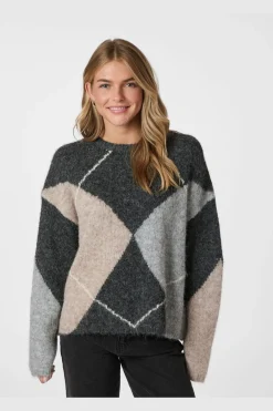 Clearance Neo Noir Inga Check Fluff Knit Blouse 165205 132
