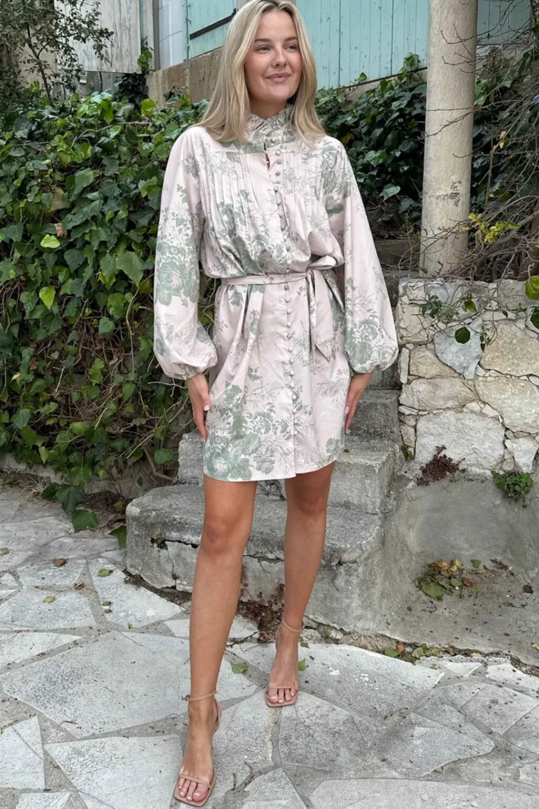 New BYIC Ingeborgic Dress A23879 Rose Dusty Green Flower