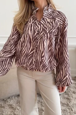 New BYIC Ingeborgic Shirt A23929 Brown Zebra