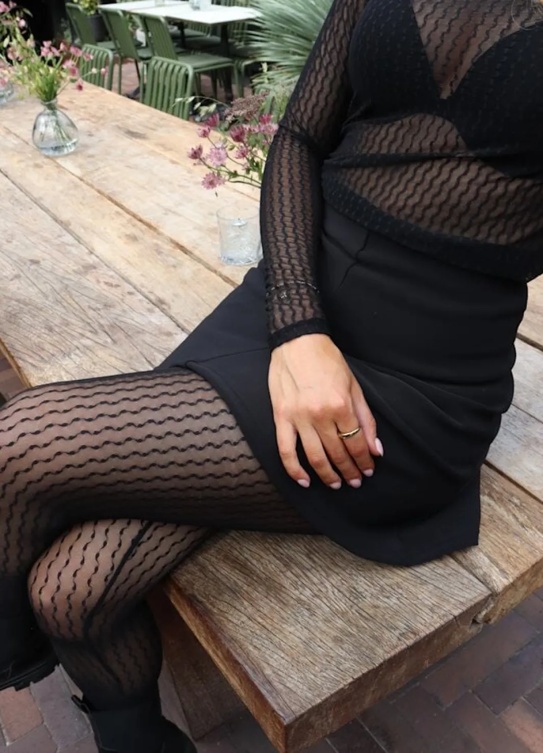 Hot Liberte Isa Leggings 21347 Black Wavy Lines