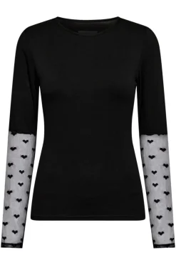 Outlet Liberte Isa-Ls-Lace-Sleeve-Blouse Black Heart