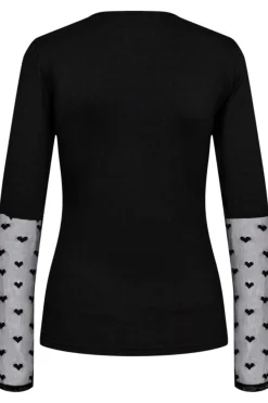 Outlet Liberte Isa-Ls-Lace-Sleeve-Blouse Black Heart