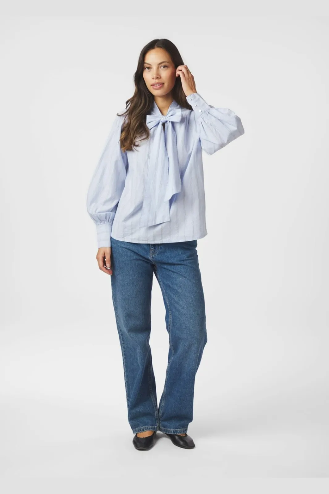 Sale Neo Noir Jaz Bow Stripe Blouse 166718 145