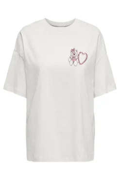 Best JDY carla Front/Back Print T-Shirt 4965613 Cloud Dancer Teddy Bear And Charms