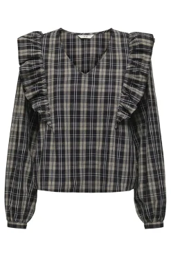 Hot JDY dolly L/S Check Top 4875150 Birch Black & Total Eclipse