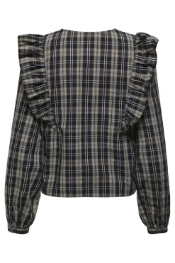 Hot JDY dolly L/S Check Top 4875150 Birch Black & Total Eclipse