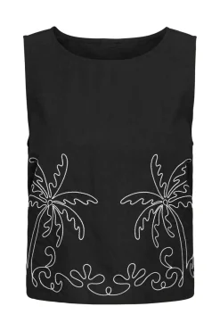 Sale JDY eliza Embroidery S/L Top 4937536 Black Palm Embroidery