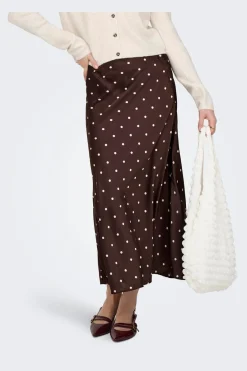 Online JDY hailey Satin Midi Skirt 5082864 Puce Ecru Dots