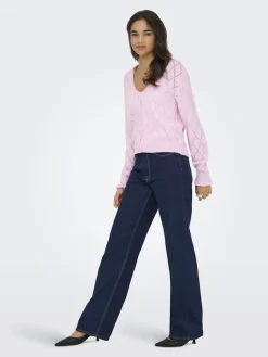 JDY letty L/S V-Neck Struc Cardi Knt 4963471 Pink Lady Melange