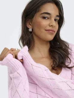 JDY letty L/S V-Neck Struc Cardi Knt 4963471 Pink Lady Melange