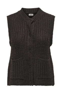 Clearance JDY mabel S/L O-Neck Button Vest Knt 4876029 Chocolate Torte