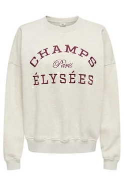 Hot JDY mesa L/S O-Neck Emb Sweat 4974040 Oatmeal Champs Cabernet Emb