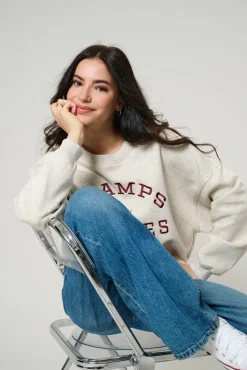 Hot JDY mesa L/S O-Neck Emb Sweat 4974040 Oatmeal Champs Cabernet Emb