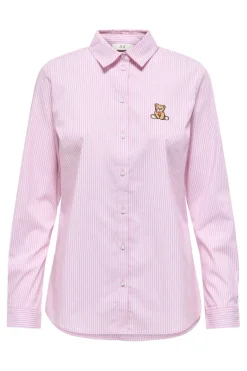 Online JDY mio L/S Embroidery Shirt 4957239 Shocking Pink Small White