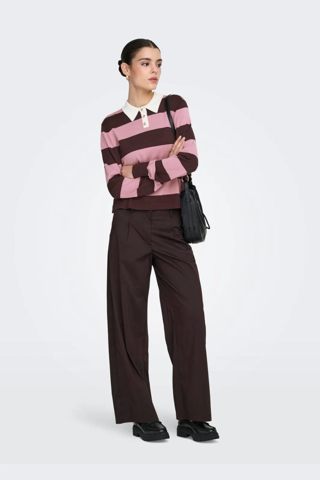 JDY naima L/S Polo Pullover Knt 5077092 Chicory Coffee W. Lilas
