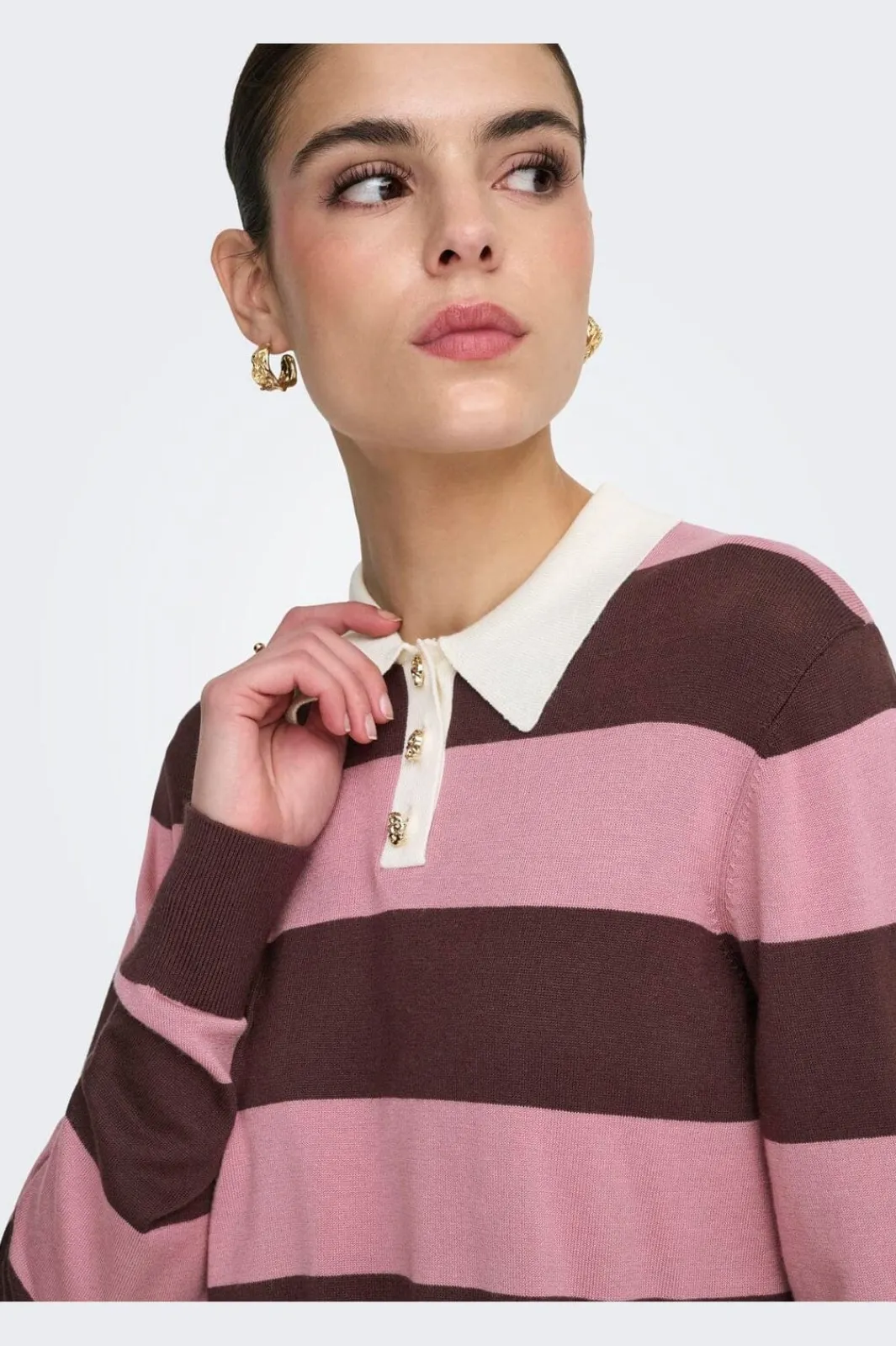 JDY naima L/S Polo Pullover Knt 5077092 Chicory Coffee W. Lilas