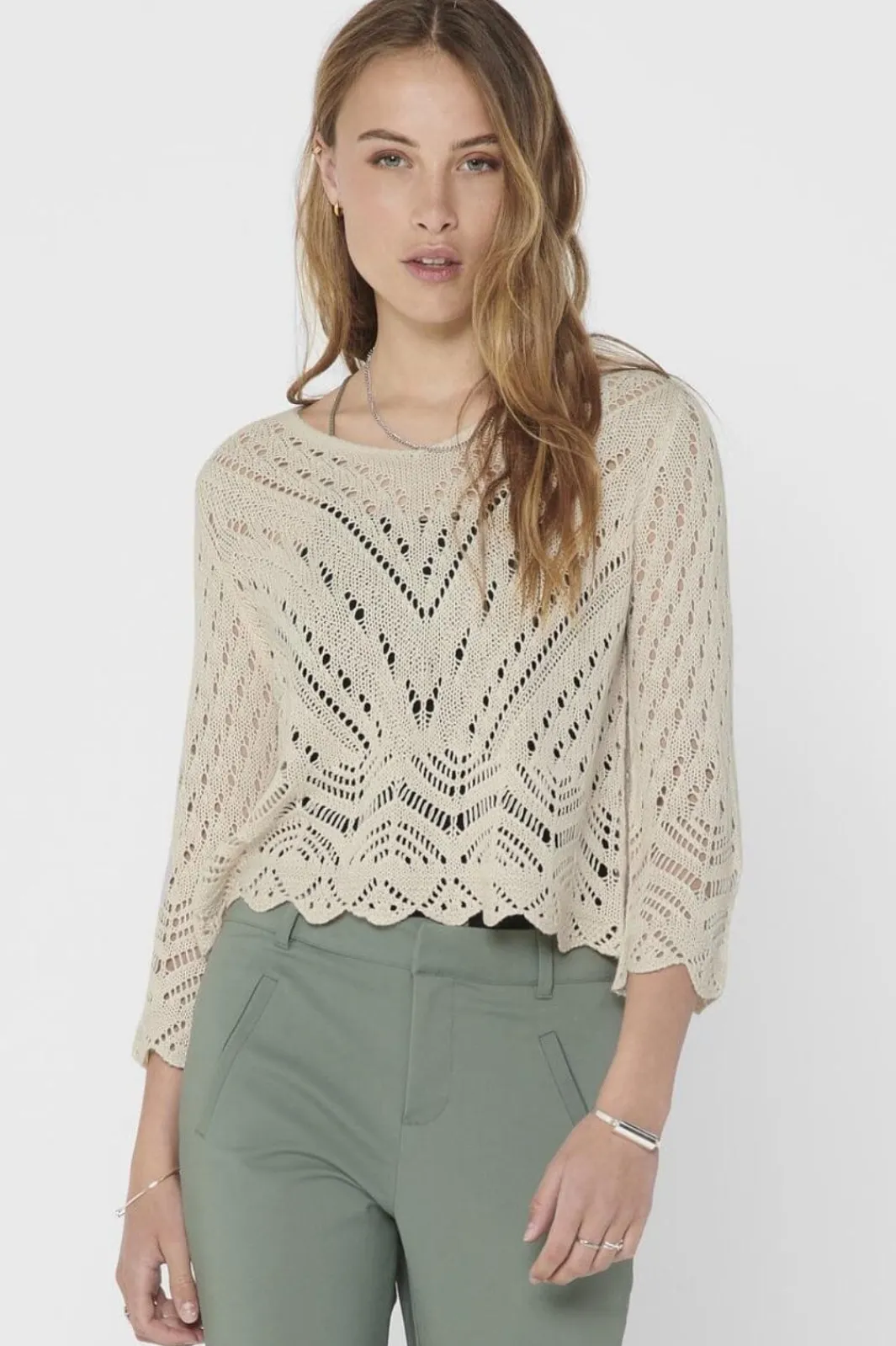Outlet JDY new Sun 3/4 Cropped Pullover Knt 3453199 Tapioca
