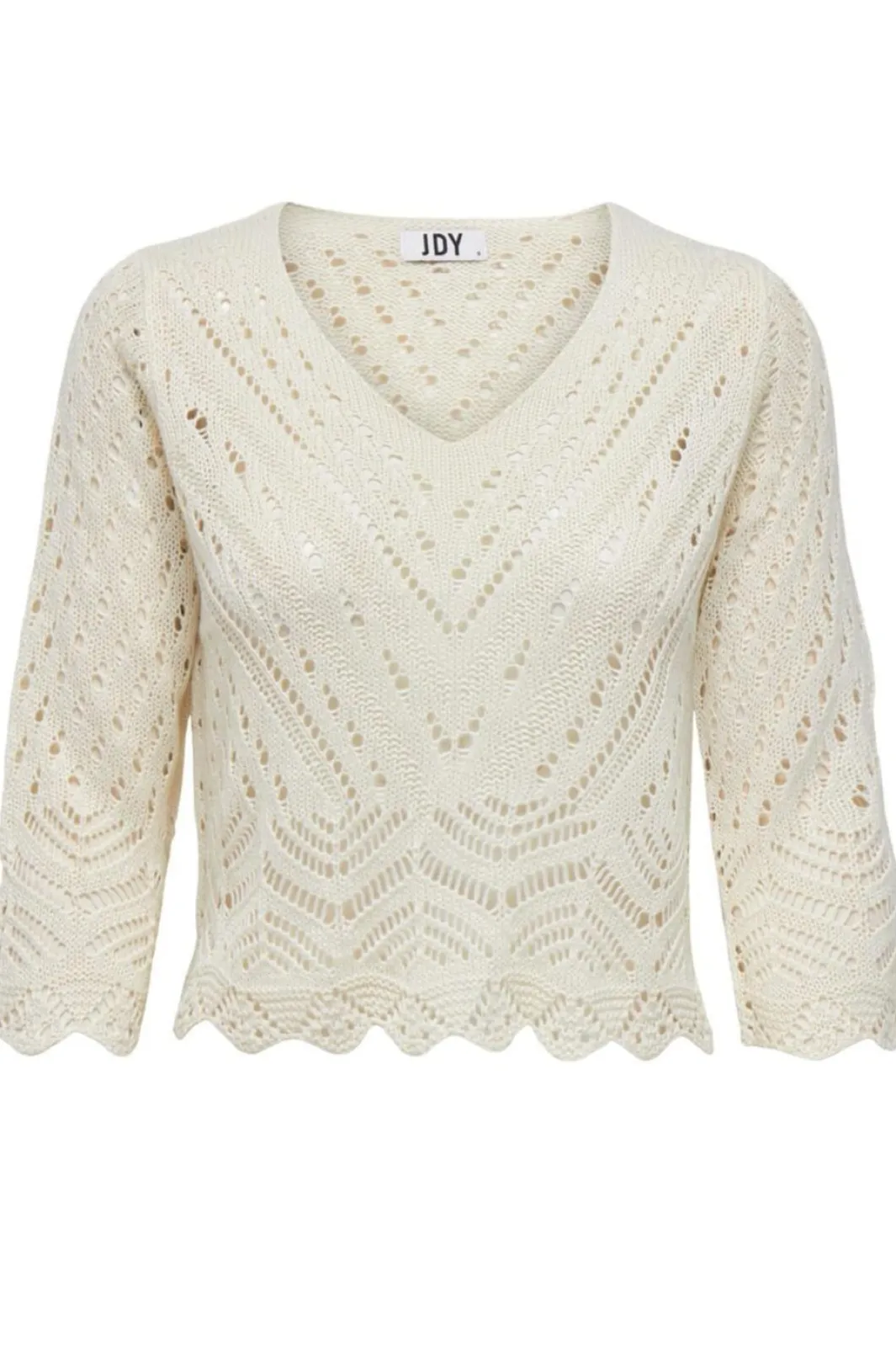 JDY new Sun 3/4 Cropped Pullover Knt 3976853 Eggnog