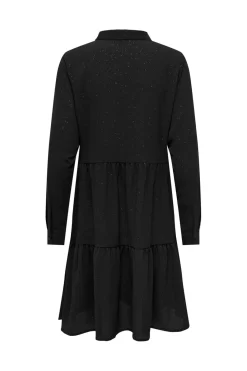 Clearance JDY piper L/S Foil Shirt Dress 4400726 Black Foil