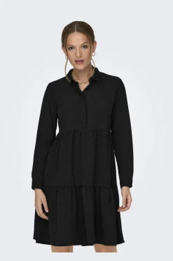 Clearance JDY piper L/S Foil Shirt Dress 4400726 Black Foil