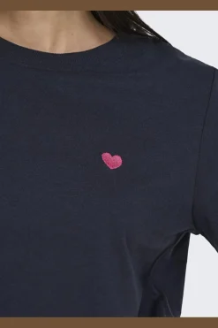 Online JDY pisa S/S Print Top 4713682 Sky Captain Pink Peacock Heart