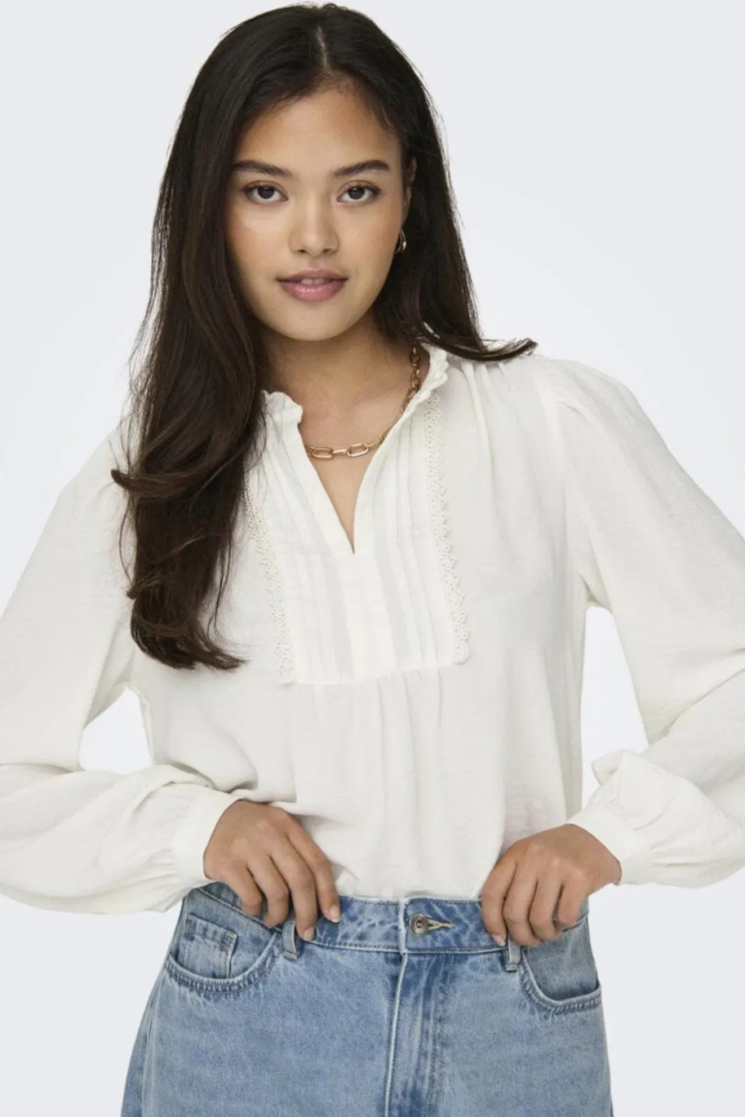 Best JDY rachel Life L/S Pintuck Top 4505028 Cloud Dancer