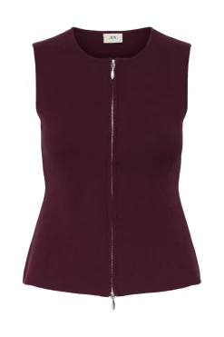 Best JDY riley S/L O-Neck Two Way Zip Vest Knt 4837970 Maroon Banner