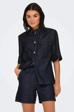 Sale JDY sansa Ss Oversize Shirt Db 4743462 Dark Blue Denim
