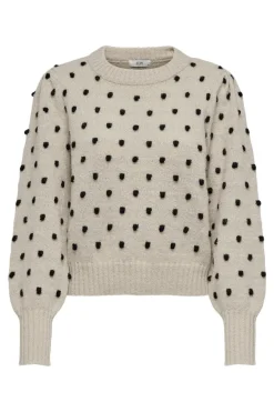 Outlet JDY sigrid Life L/S On Puff Pull Knt 4358569 Cement W. Black Dots