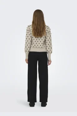 Outlet JDY sigrid Life L/S On Puff Pull Knt 4358569 Cement W. Black Dots