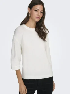 Outlet JDY sonja S/S O-Neck Pullover Knt 4960456 Cloud Dancer Melange
