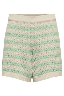 Best JDY tikka Shorts Knt 4891535 Birch Birds Egg Green Stripes