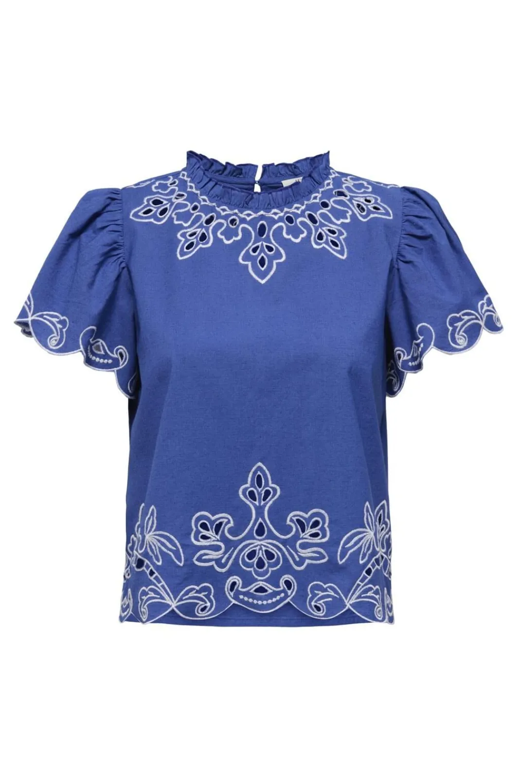 New JDY vera S/S Embroidery Top 4938525 Orient Blue W. Embroidery