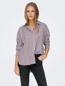 Outlet JDY vesper L/S Loose Shirt 4815311 Cloud Dancer Fig
