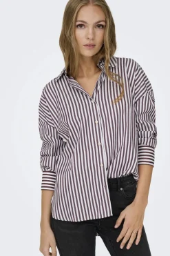 Outlet JDY vesper L/S Loose Shirt 4815311 Cloud Dancer Fig