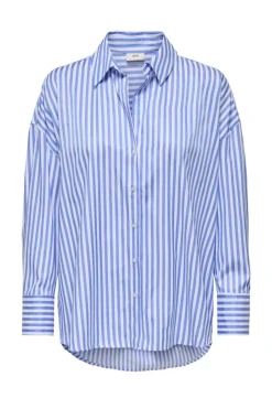 JDY vesper L/S Loose Shirt 4658100 Cloud Dancer Cornflower Blue
