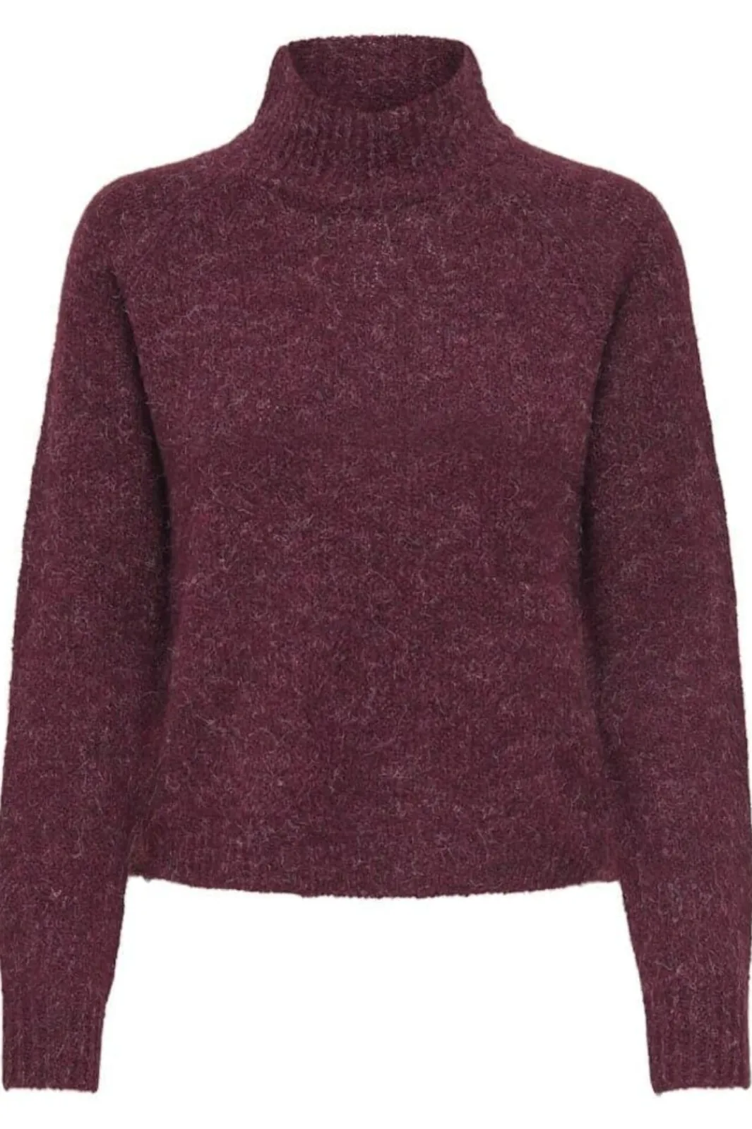 New JDY zoey Life L/S Hn Raglan Pul Knt 4890258 Maroon Banner Melange