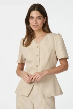 Clearance Neo Noir Jules Pinstriped Blouse 164812 213