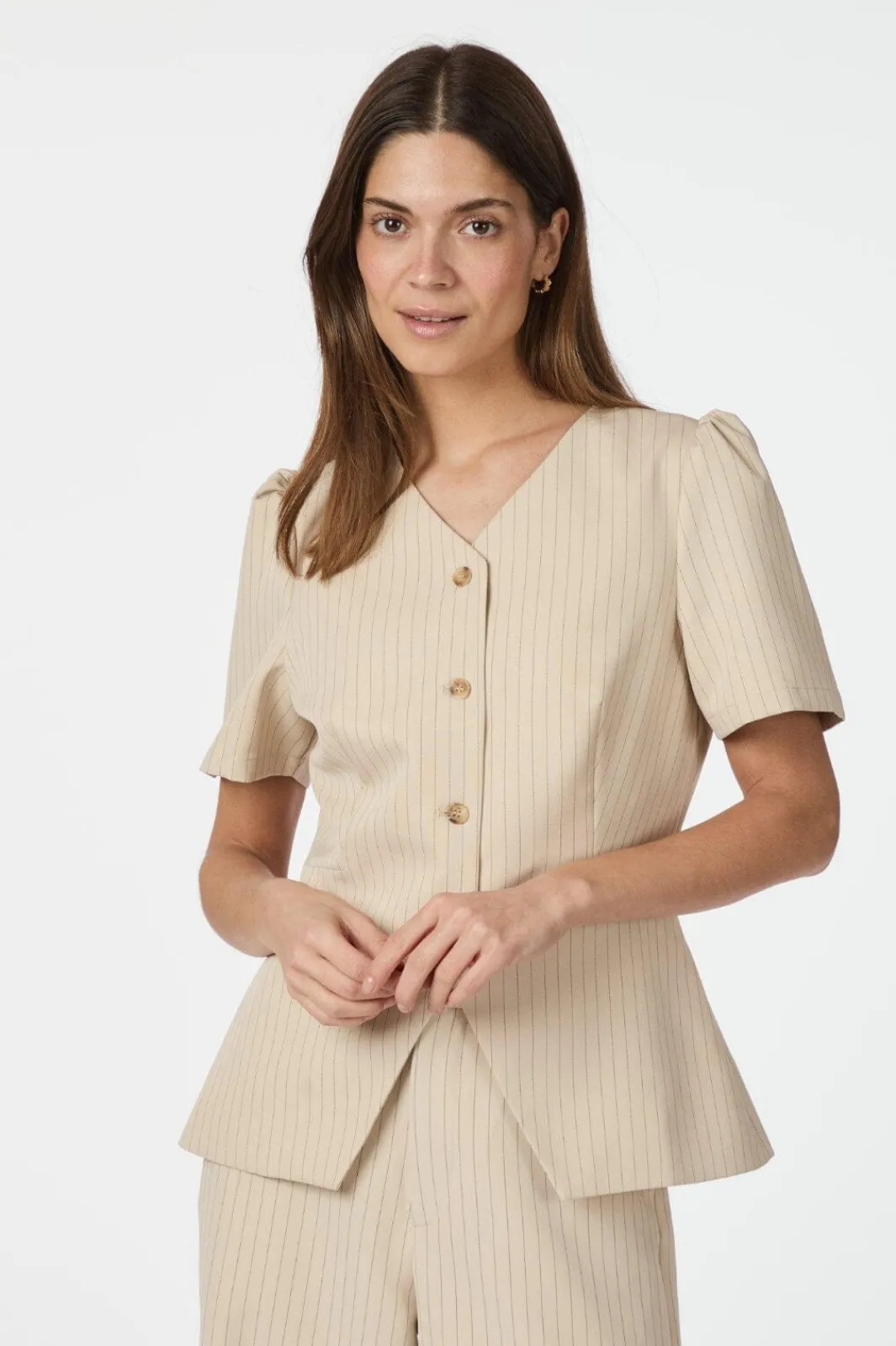 Clearance Neo Noir Jules Pinstriped Blouse 164812 213