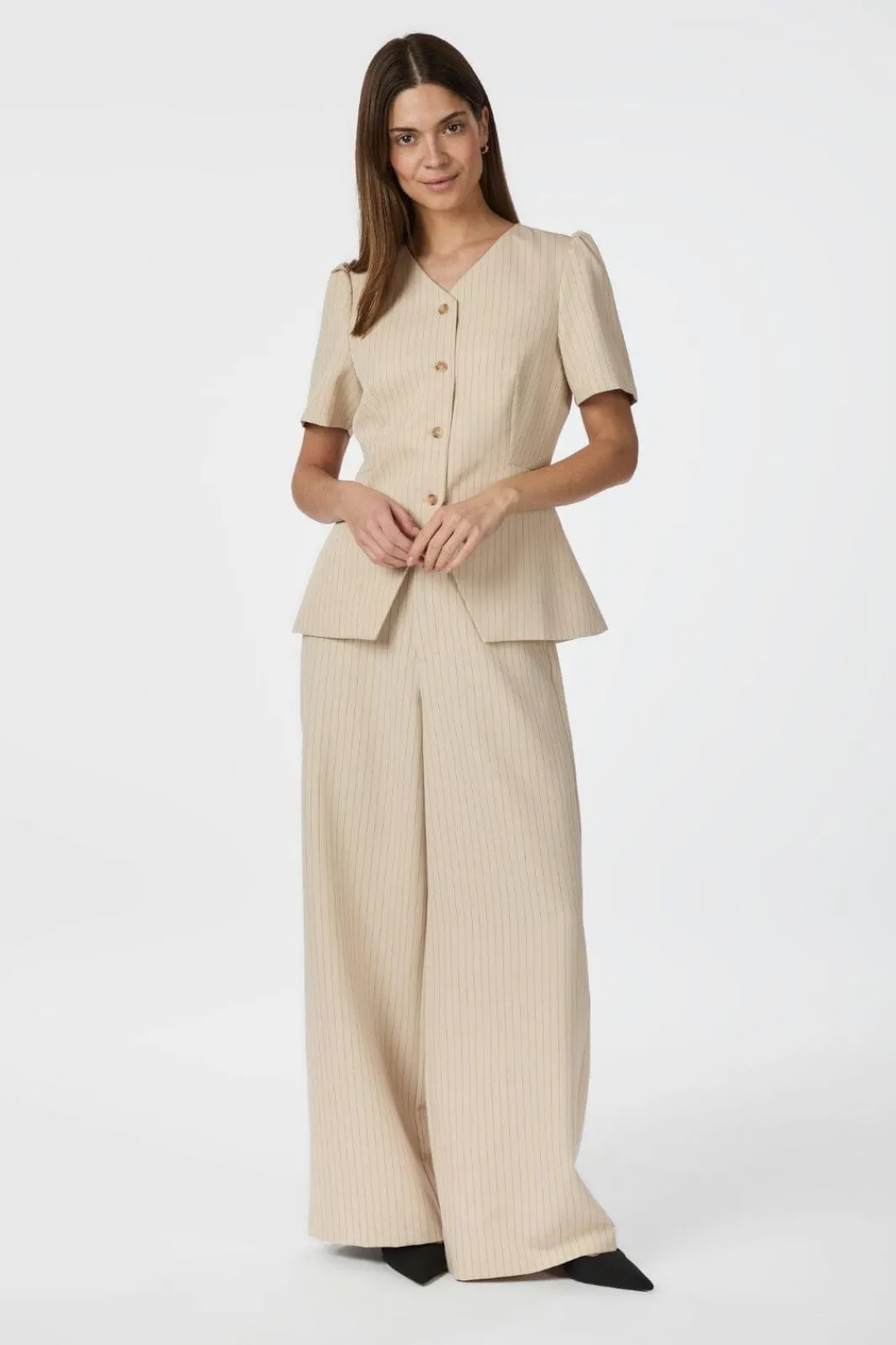 Clearance Neo Noir Jules Pinstriped Blouse 164812 213