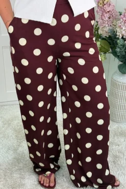 Clearance A-bee Juliana Wide Dot Pants Chocolate
