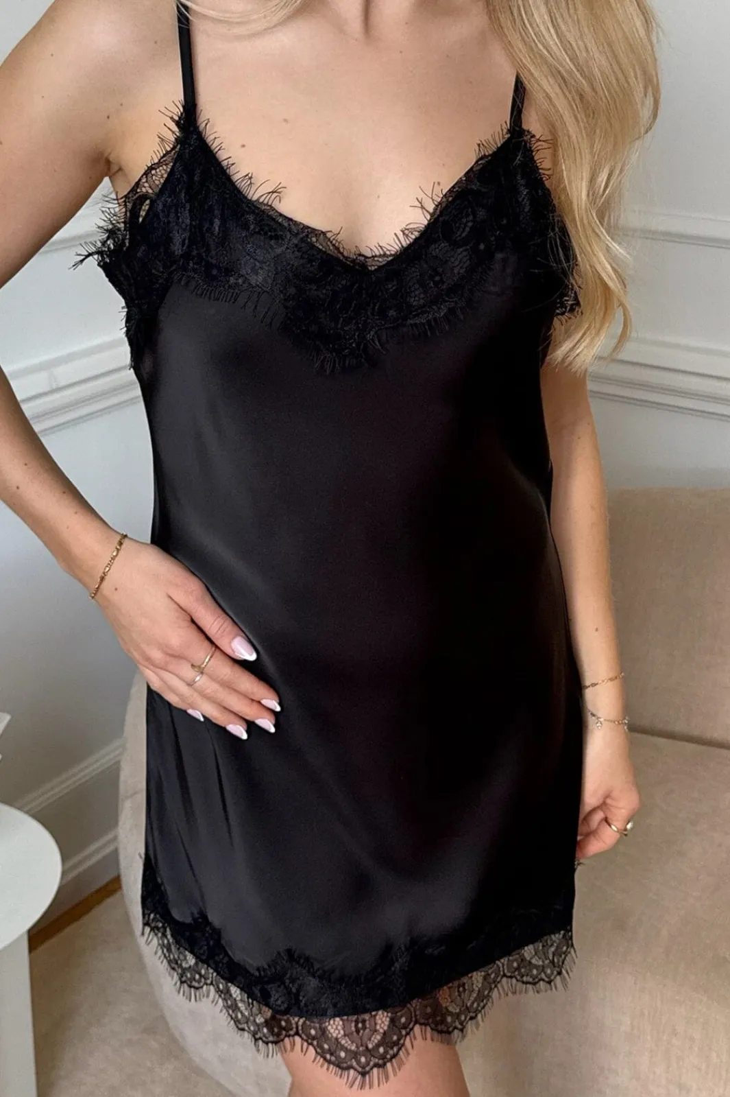 Discount BYIC Junoic Dress A25116 Black Satin